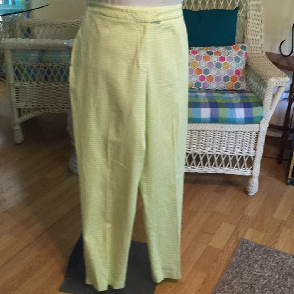 Gingham Pants, Spiegel, lime green, straight leg